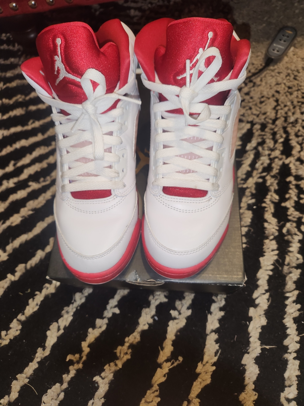 Air Jordan Kids' Retro Basketball Shoes - White/Red